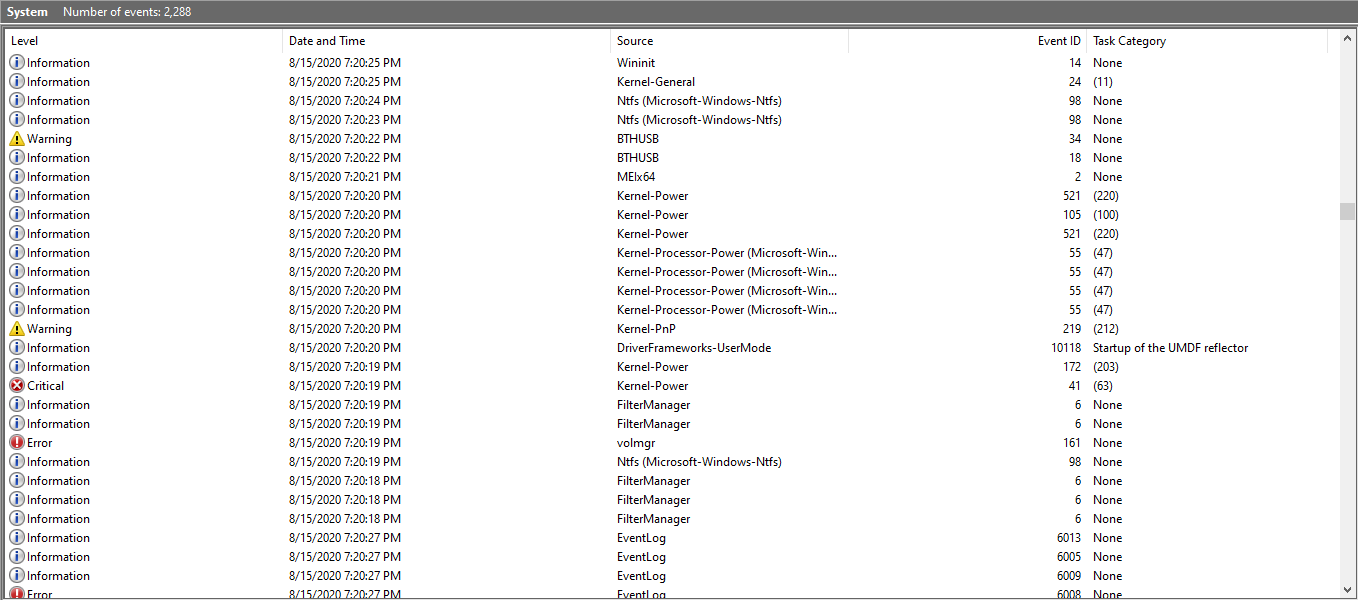 Random BSOD Event ID 161 volmgr followed by Event ID 41 Kernel-Power 32556e0a-0a39-4a55-8170-91368bbdccbf?upload=true.png