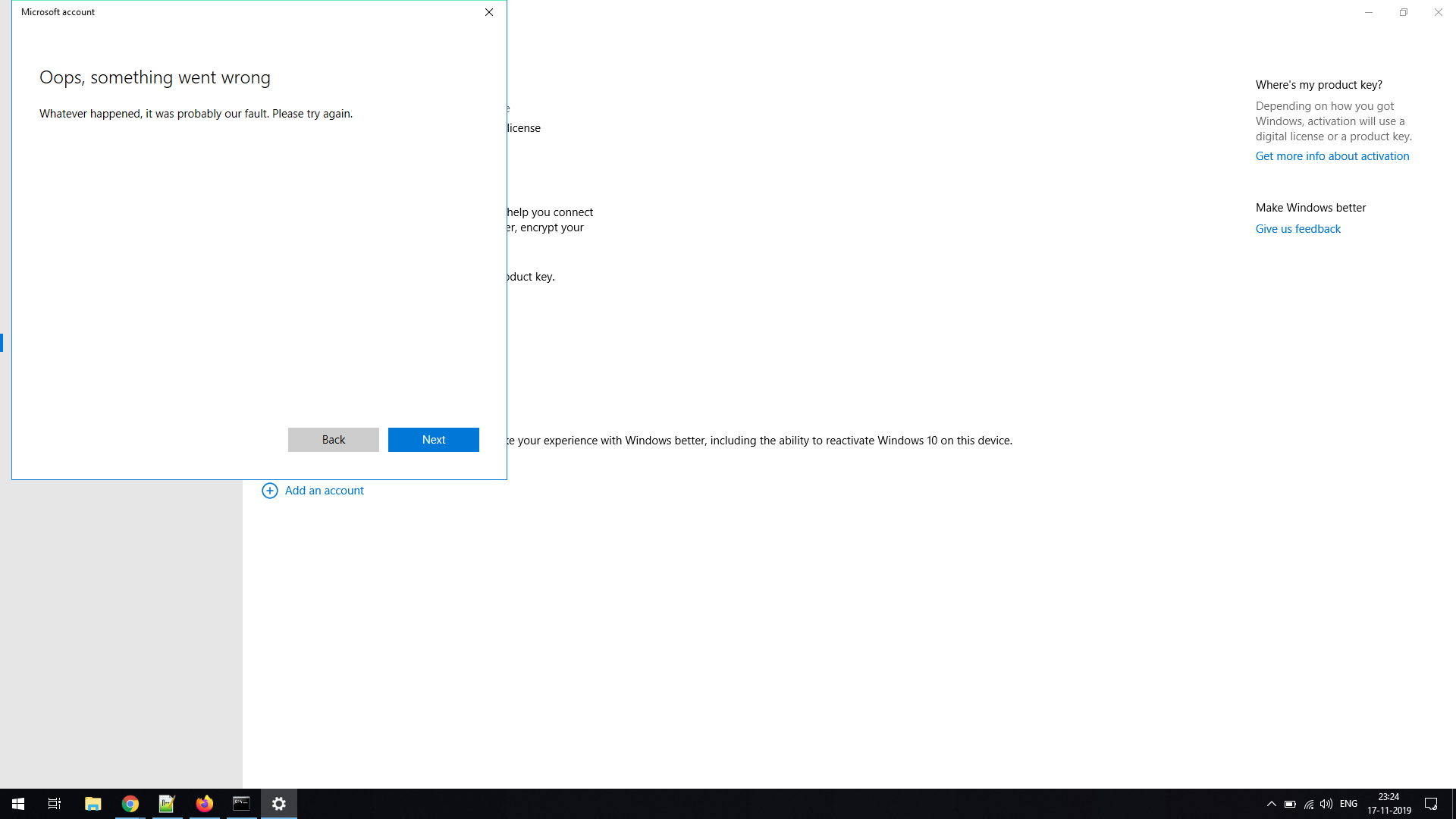 Cannot add Microsoft account in Activation Tab under Updates and Security 3263a1b3-534c-4334-85c2-95c92a2cd18d?upload=true.png