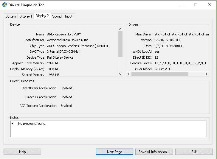 dxdiag Showing 2 displays: Display 1 and Display 2 even though i don't have another display 329698ec-4433-486d-81d3-5c8b44a7e6fc?upload=true.png