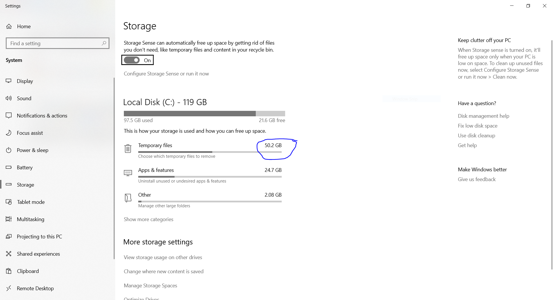 HELP ME TO FIX THIS BECAUSE MY DISK C SPACE IS GETTING DECREASED RAPIDLY 335c6d69-685b-4332-80dd-255051f85659?upload=true.png