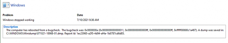 I am having this BSOD on many of our PCs - We get a bugcheck and the PC reboots. 340170d1625953965t-bsod-pc-rebooted-after-bugcheck-windows-stopped-working.png