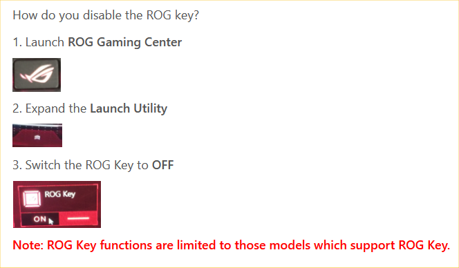 I don’t know how to disable function keys on my wireless ASU’s keyboard can anyone help? 340464d1626262507t-disabling-rog-key-asus-laptop-keyboard-image1.png