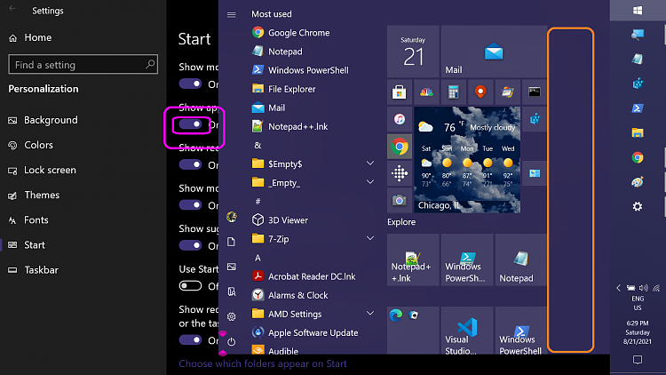 Odd slow-down behaviour after disconnecting power-charger to laptop. 344067d1629589573t-odd-start-menu-behaviour-screenshot-1072-.png