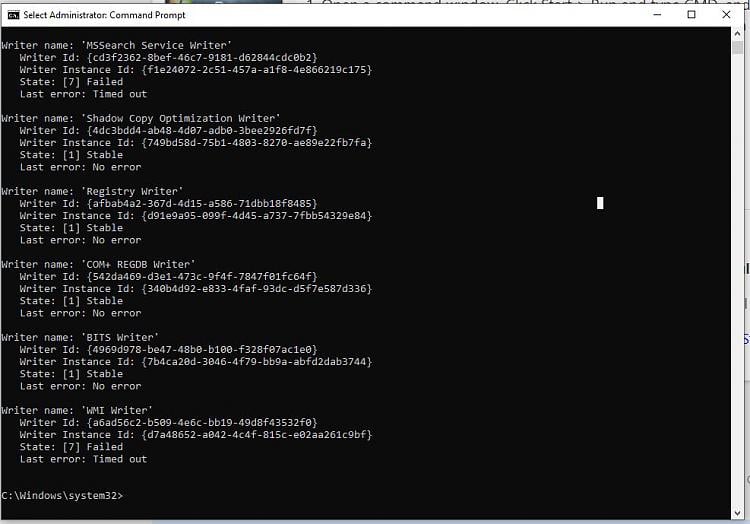 Windows 11 update 23H2 results in complete loss of function 347453d1633034544t-windows-update-1h21-causes-loss-right-click-function-vssadmin-list-writers-2.jpg