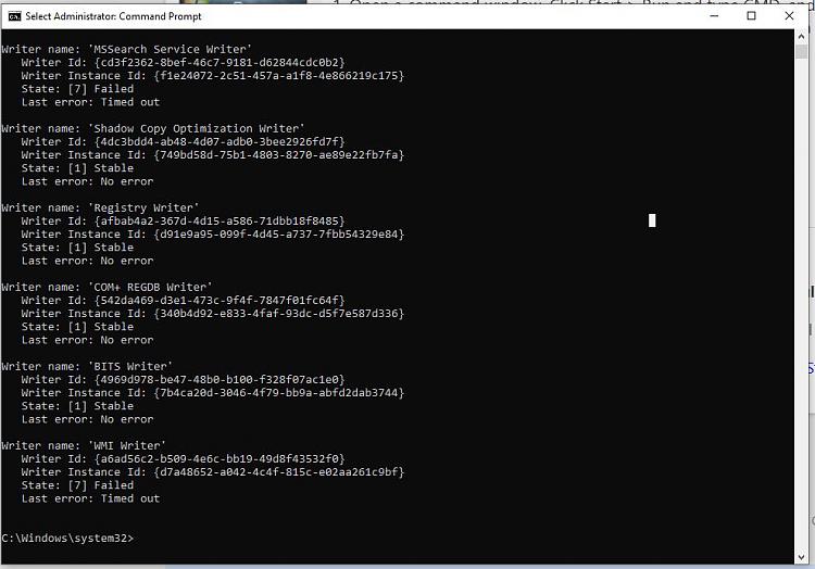 error code Oxc000012f has caused loss of Windows function and settings 347453d1633034544t-windows-update-1h21-causes-loss-right-click-function-vssadmin-list-writers-2.jpg