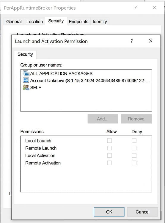 Event 10016 warning for PerAppRuntimeBroker 349182d1634756817t-10016-warnings-perappruntimebroker-but-windows-security-warnings-greyed-out.jpg