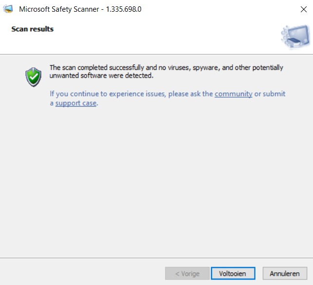 Microsoft Savety Scanner says first 9 infected files and ends with no infected files. 3499490c-2669-4d00-9ceb-7999703910f9?upload=true.jpg