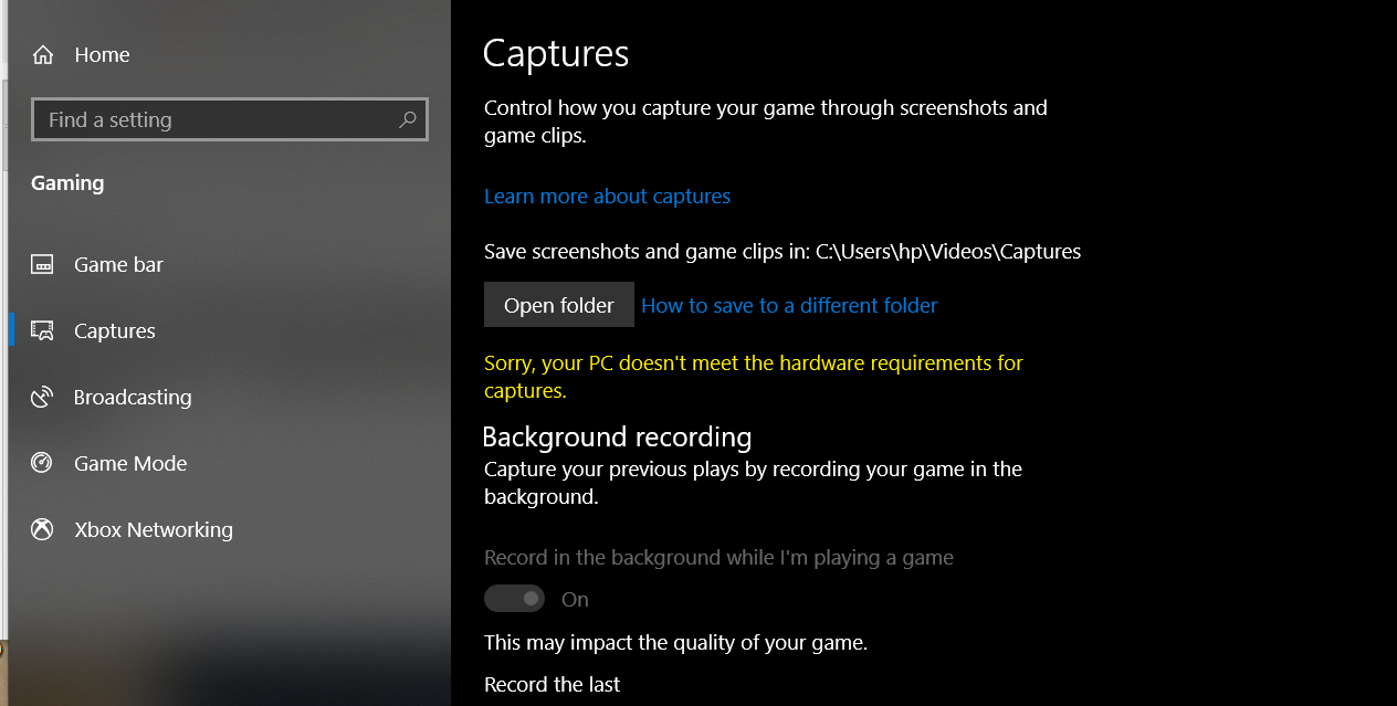 Windows 10 Gamebar "sorry, your PC doesn't meet the hardware requirements for captures" -... 34f398c6-7cfe-42f5-94f1-f832cf582663?upload=true.png