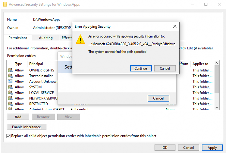 Unable to open notepad, terminal or anything else in the WindowsApps folder in C: 350655d1636078181t-unable-delete-windowsapps-folder-exp2.png