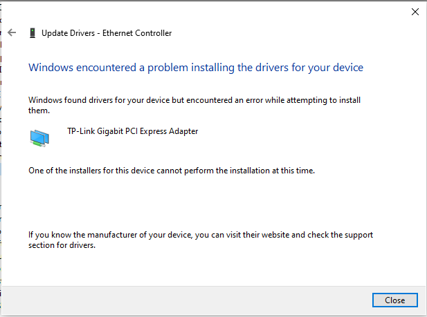 I recently bought a TP-Link TG-3468 Rev 1.2 PCiE ethernet adaptor, unfortunately my desktop... 356361d1641279728t-error-trying-install-tp-link-tg-3468-pci-e-ethernet-nic-tp-link-tg-3468-error.png