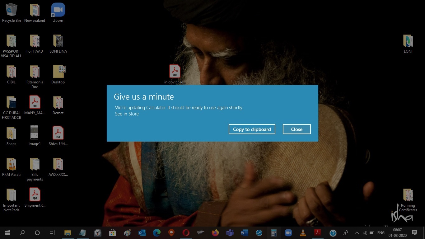 calculator app not working getting this screenshot Win 10 running on