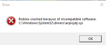 Roblox crashed because of incompatible software: C:\Windows\system32\DRIVERS\bkpDrv.sys 35Tb%2Bd%2BRwkdbY49JbA1QkbxZP6%2B9g4UYpkkDVqvxv%2B2muTiqZ7eDsalVWULM0MMAJKFbmjoaePqSdgmuafYsM%3D.png