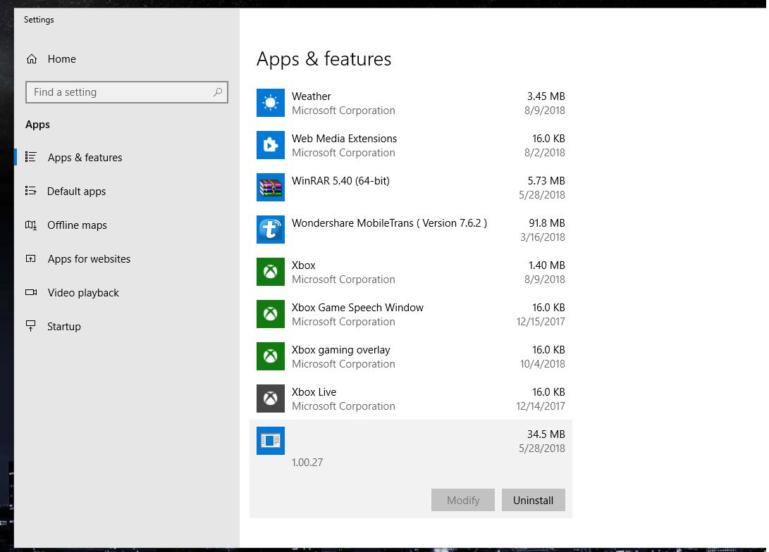 Having trouble with Apps & features listing with no name. 36668cef-89a2-4a2b-8450-4531def27d9f?upload=true.jpg