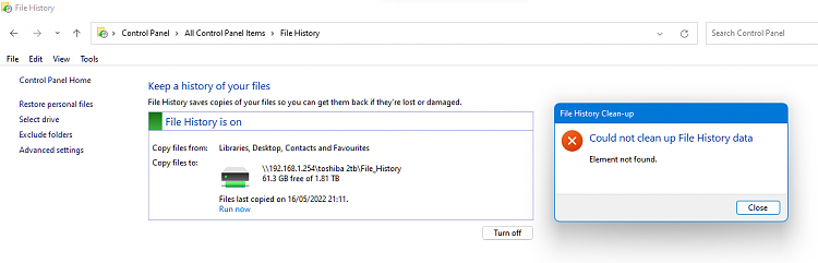 When I try to clean up old versions of file history backup I get the error message element... 366770d1652795783t-file-history-cant-delete-old-backups-image.png