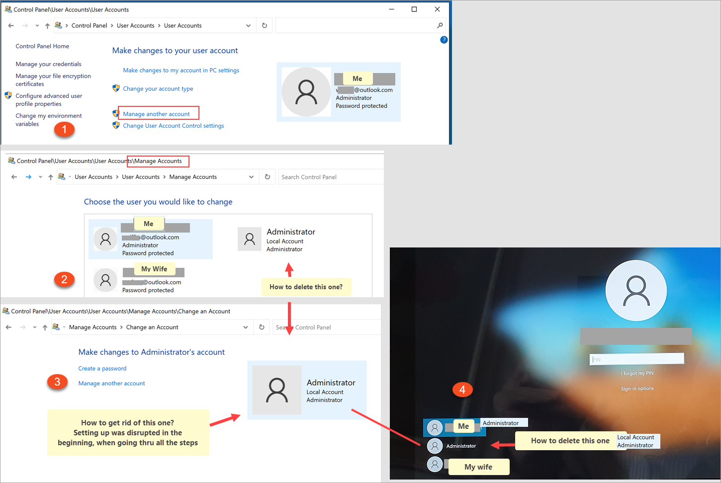 How can I get rid of an unknown 2nd admin account on my login page? 378351d1667471014-how-delete-2nd-administrator-account-snagit-03112022-105233.png