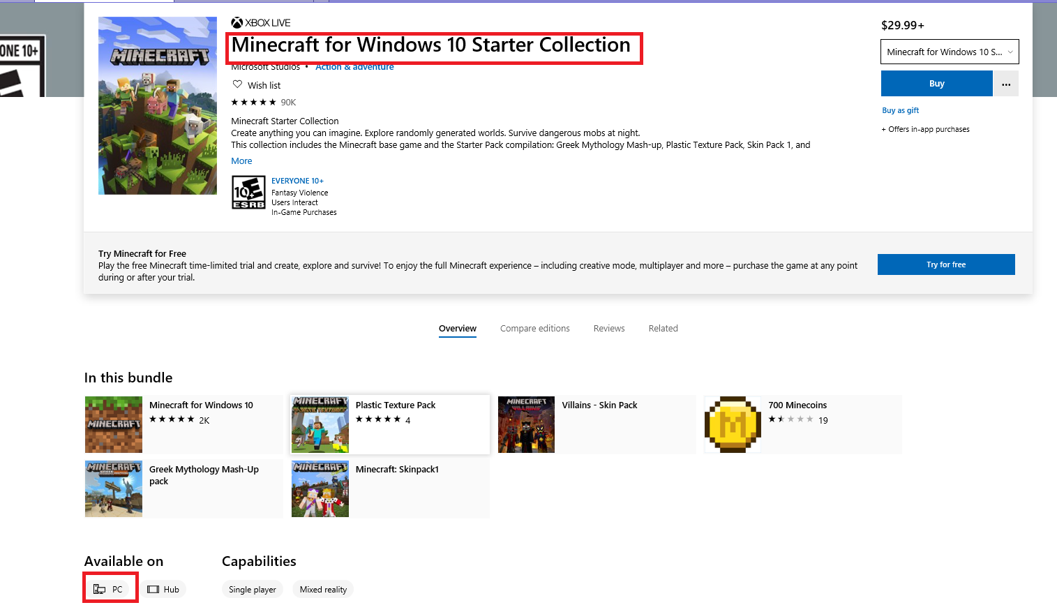 I cant download the Minecraft windows 10 starter Collection even though it is the PC one 3786f464-ee7e-4458-88e7-56128929293b?upload=true.png