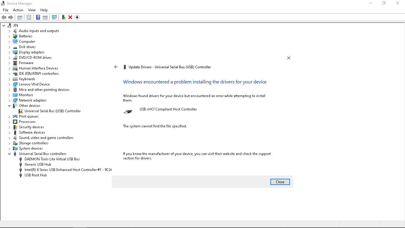USB xHCI Compliant host controller, the system cannot find the file specified, usb ports... 37b2359c-6701-4325-aacb-14ac863fd69d?upload=true.png