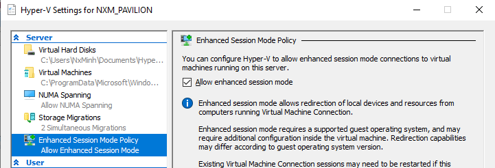 Hyper-V's enhance session does not work. 38d8b58e-64a5-4cd7-a25c-a205694e2042?upload=true.png