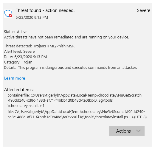 Problem with "Threat found - action needed."  Trojan:HTML/Phish!MSR 39778ec2-ec93-499b-b84b-c340c6bbbf52?upload=true.png