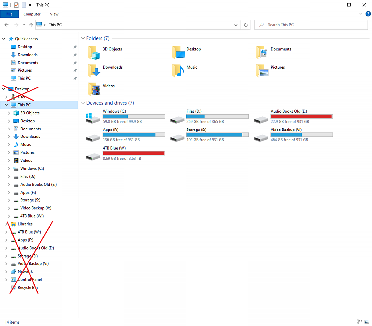 file explorer doesn't open to this pc and NOT show this pc in navigation pane at the same time. 398457d1696349818t-show-pc-navigation-pane-1.png