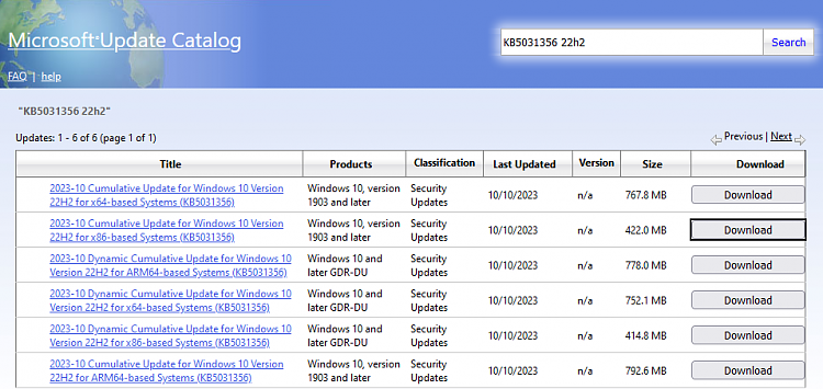 Windows is trying to update something that was already successfully updated KB5031356 398897d1697017634t-kb5031356-windows-10-cumulative-update-build-19045-3570-22h2-cus-dynamic-cus.png