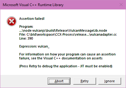 Microsoft C++ error message - ...\node-vulcanjs\build\Release\VulcanMessageLib.node 3a6205c5-7e1c-4b81-8112-55d3585871b9?upload=true.png