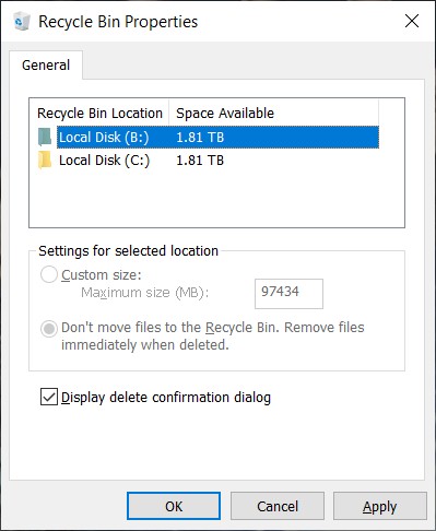 I can't send files to the recycle bin in Windows 10. 3a700069-f2b4-4489-85ac-44750752dd56?upload=true.jpg