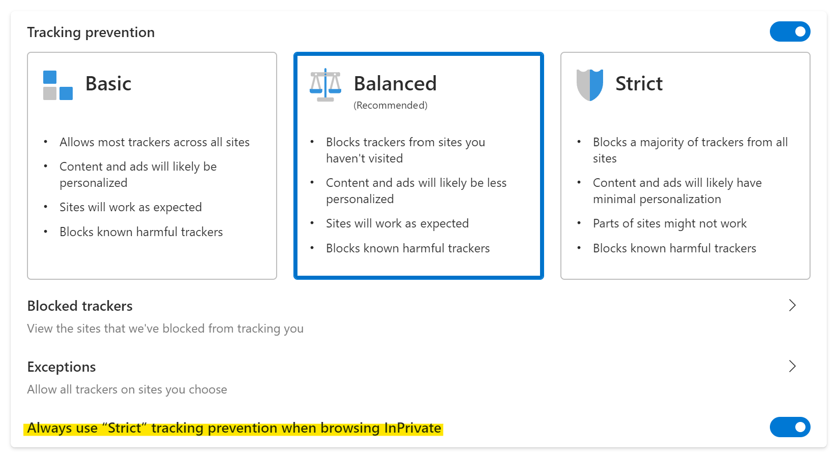 How to add a site to Tracking Prevention Exceptions list in Edge browser 3adcc97c93ab2f23dd6b27f7e80bba82.png