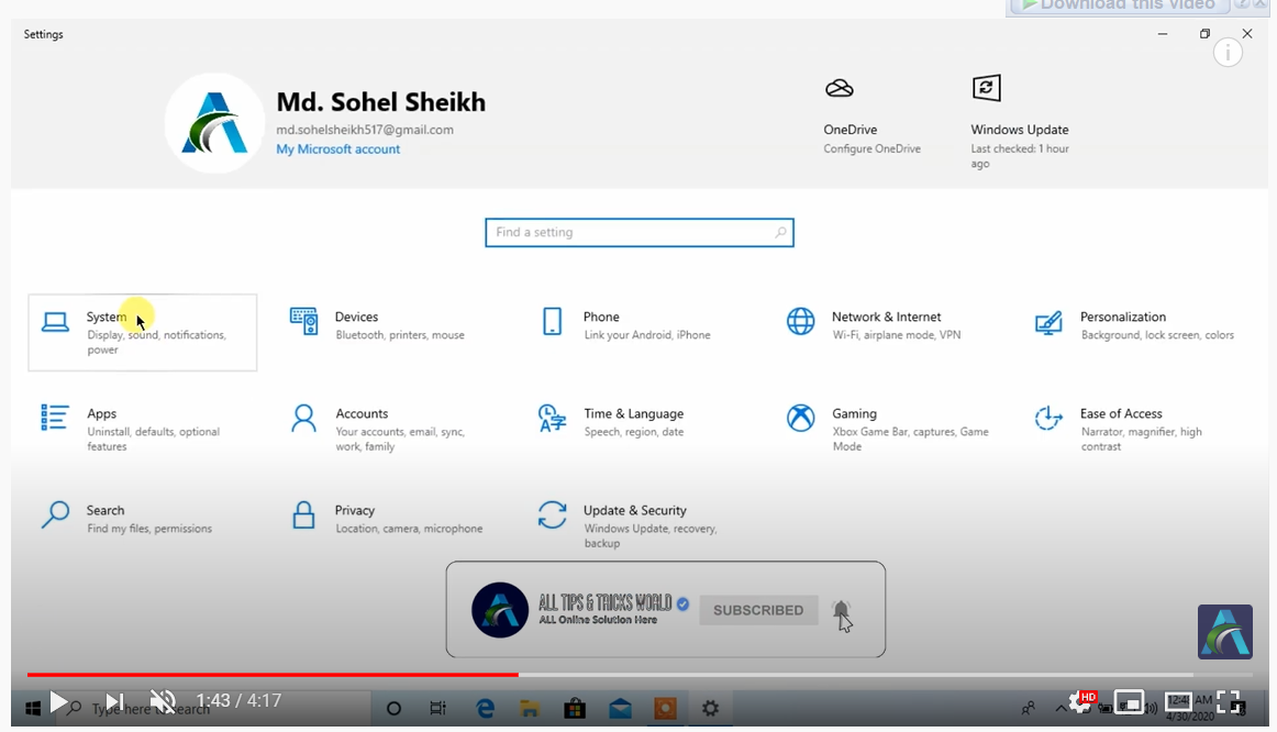 How to view my Profile Photo at the top of Windows Settings. 3ae2da5a-01a4-46db-9492-eec28ccfbbad?upload=true.png