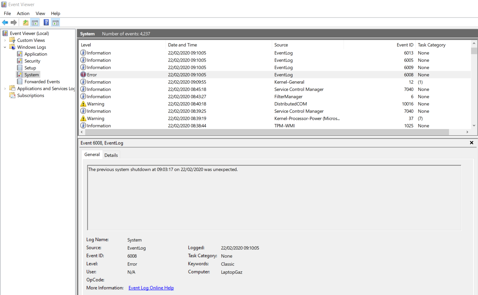 Event 6008 The previous system shutdown was unexpected. 3b03e389-41f9-4dff-9e93-6da03bf36632?upload=true.png