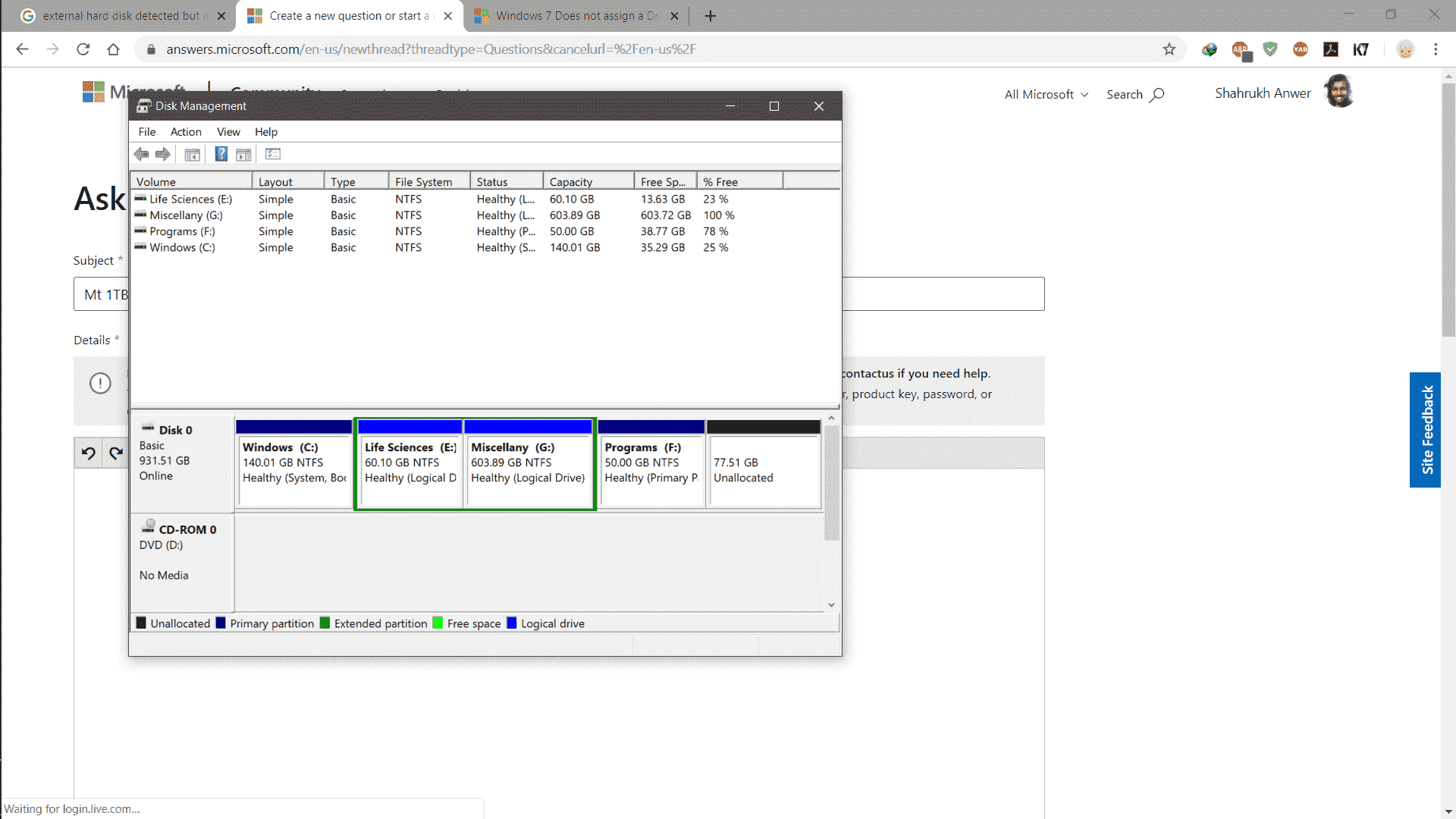 My 1TB external hard disk is recognised. But not shown in disk management and file explorer. 3b275ecc-d726-4433-a157-eb682a46f599?upload=true.png