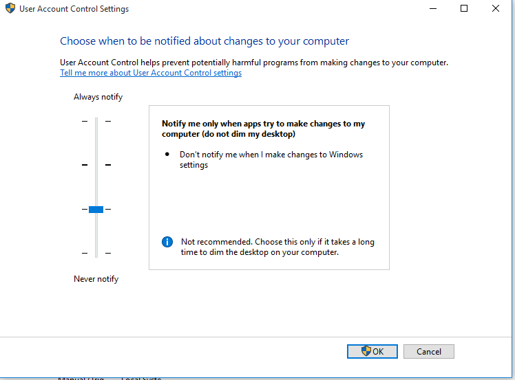 UAC contol shows no Yes 3bad81a6-0885-4c42-b10d-9c53d2f543f7.png