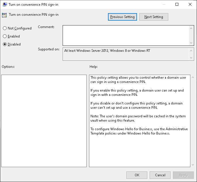 Disabling "Turn on convenience key PIN sign-in" doesn't work. 3bcb2703-e766-4c13-a707-421cf99897a9?upload=true.png