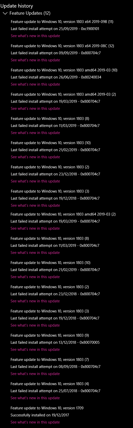 Windows Feature update has not successfully installed since 19/12/2017 3c1d36a4-279f-422c-b5ca-5ba12d626b20?upload=true.png