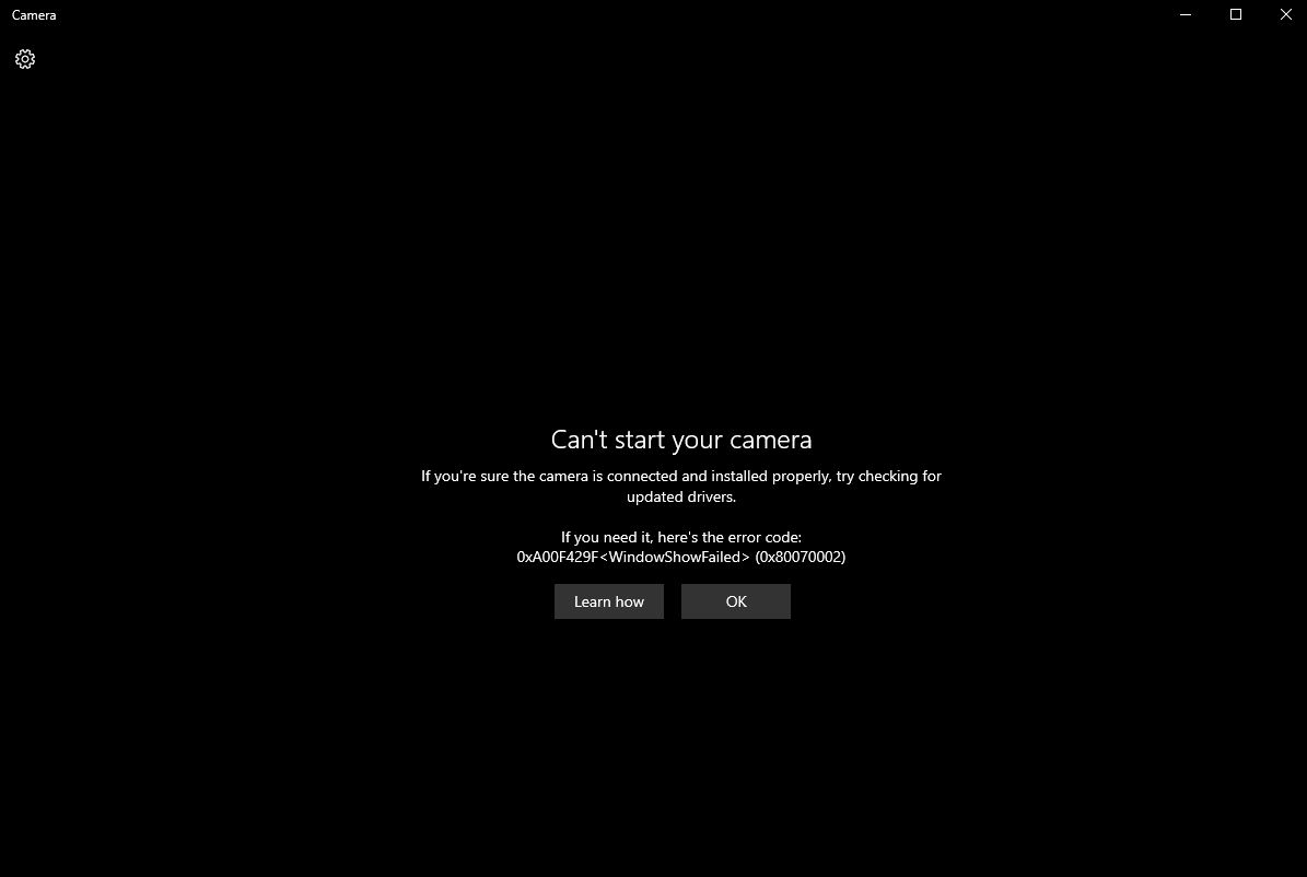 Camera App on Windows 10 is not opening - Getting this error code:... 3c50dfbc-04f6-4b72-95fc-02cf4eed174e?upload=true.jpg