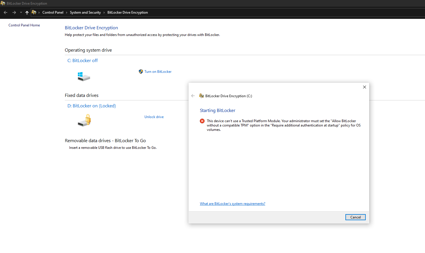 Cannot enable BitLocker, device can't use TPM 3cab5efd-608a-4023-9179-9b4bfced24db?upload=true.png