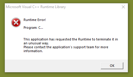 Microsoft Visual C Runtime Installation Error
