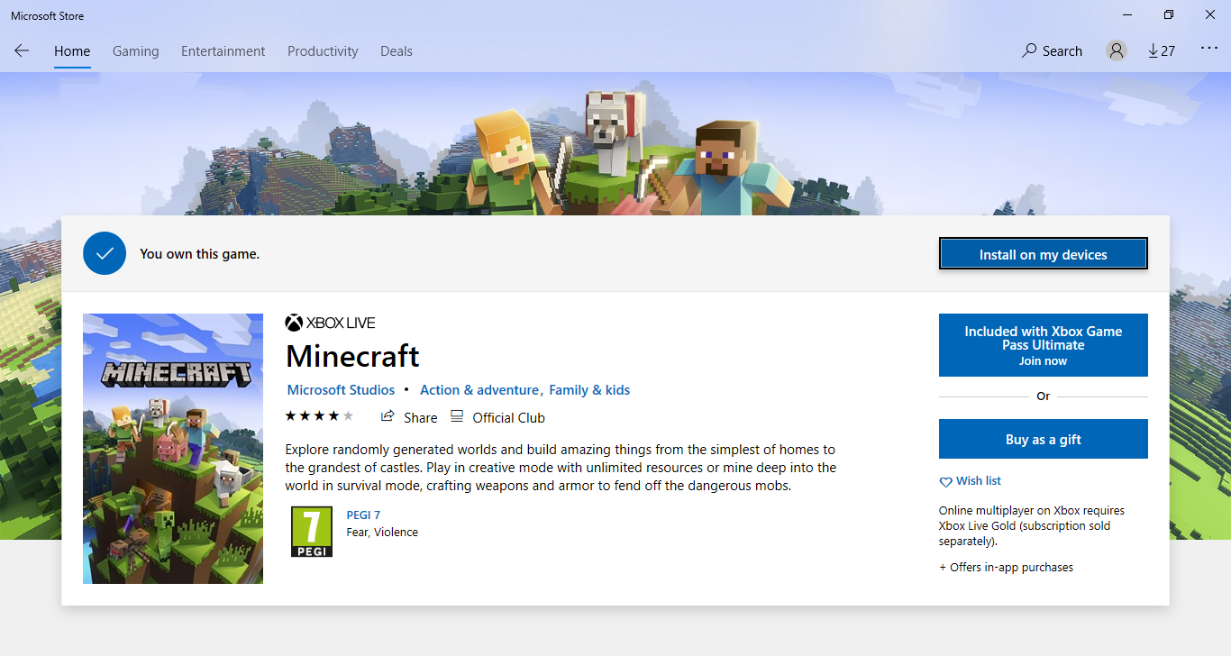 unable to install minecraft when it is already owned. asks me to buy again 3d61eae9-7ef8-44fb-ab3e-ae8fdd6fa949?upload=true.png