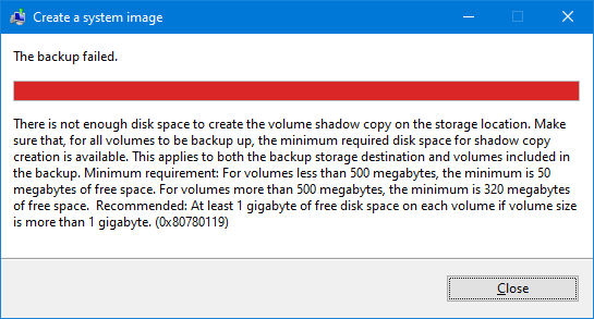 System image backup errors 0x80780119 and 0x81000033 in Windows 10. 3d6b820f-b8c1-4de4-92c7-4b02b7544816?upload=true.png