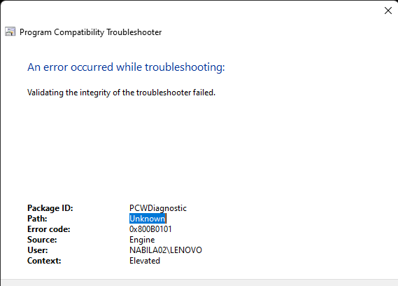 validating the integrity of the troubleshooter failed error 0x800B0101 3e962315-9084-487e-a254-f91ec88cbc26?upload=true.png