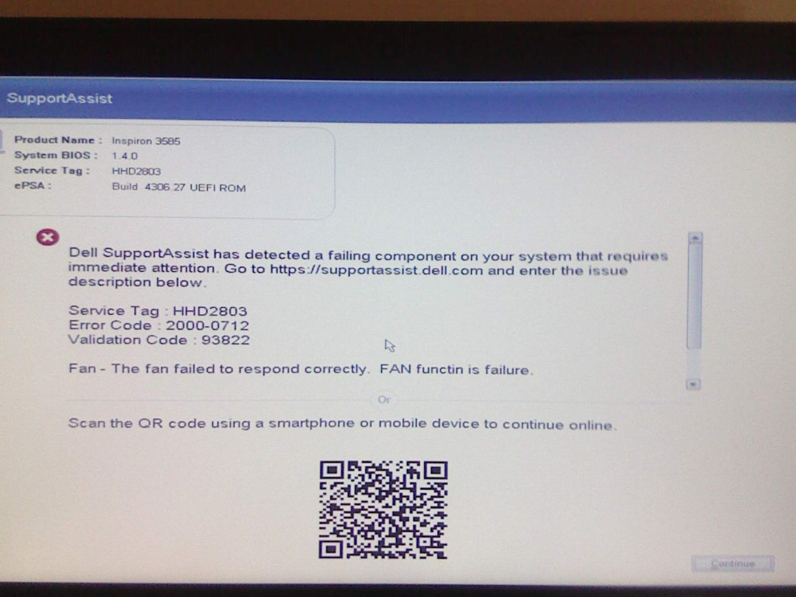 Dell Inspiron 15 3000 Screen telling me I have a Fan Failure appears at start up, not every... 3ffcd63f-202e-44ad-a637-d6889714630d?upload=true.jpg