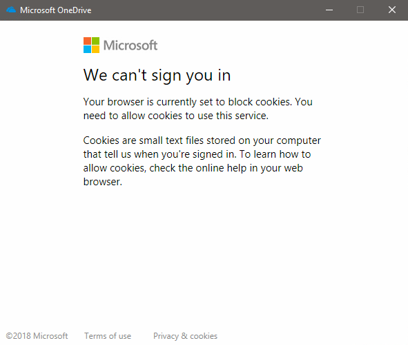 Cant login to OneDrive, "We can't sign you in  Your browser is currently set to block... 3ypoG.png