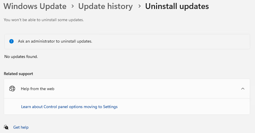 Windows Update > Update history > Uninstall updates - [Ask an administrator to uninstall... 4036c3b1-05c4-42e2-9a9a-02d51fd38b9a?upload=true.png