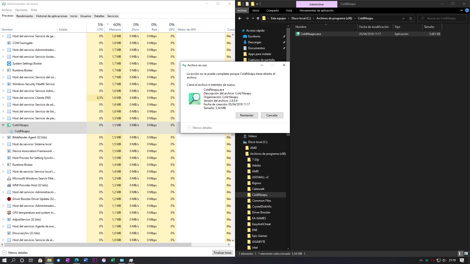 Hola, tengo un problema con un programa creo que virus llamado "ColdNisapu.exe". ¡URGENTE! 40634aeb-0a80-488a-80cb-0c68c8f3b742?upload=true.png