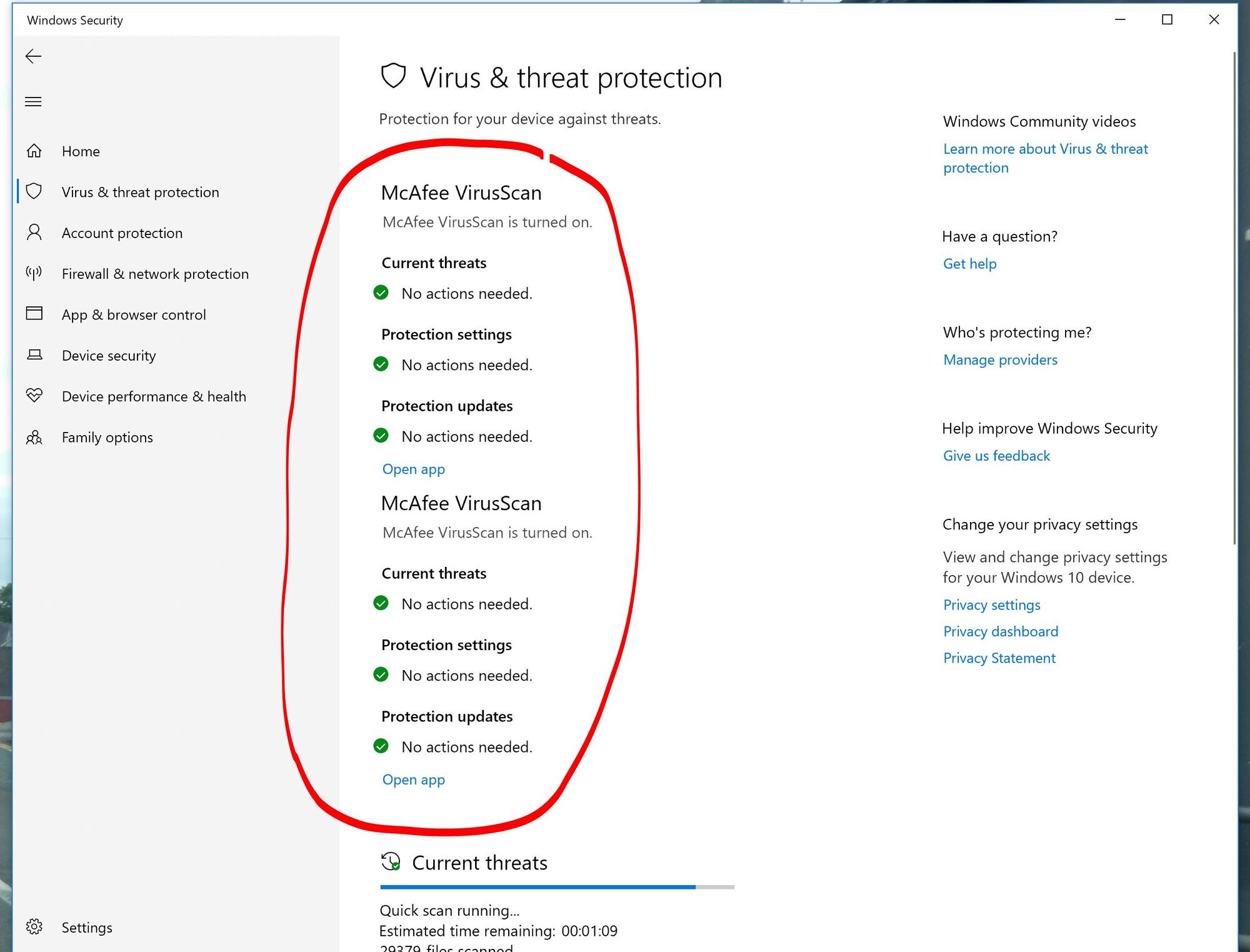 Windows Security - Showing TWO 2 Mcafee Apps in Settings Security since last Windows Update 40651ba2-6a40-43cf-9cd5-013013e29d9a?upload=true.jpg