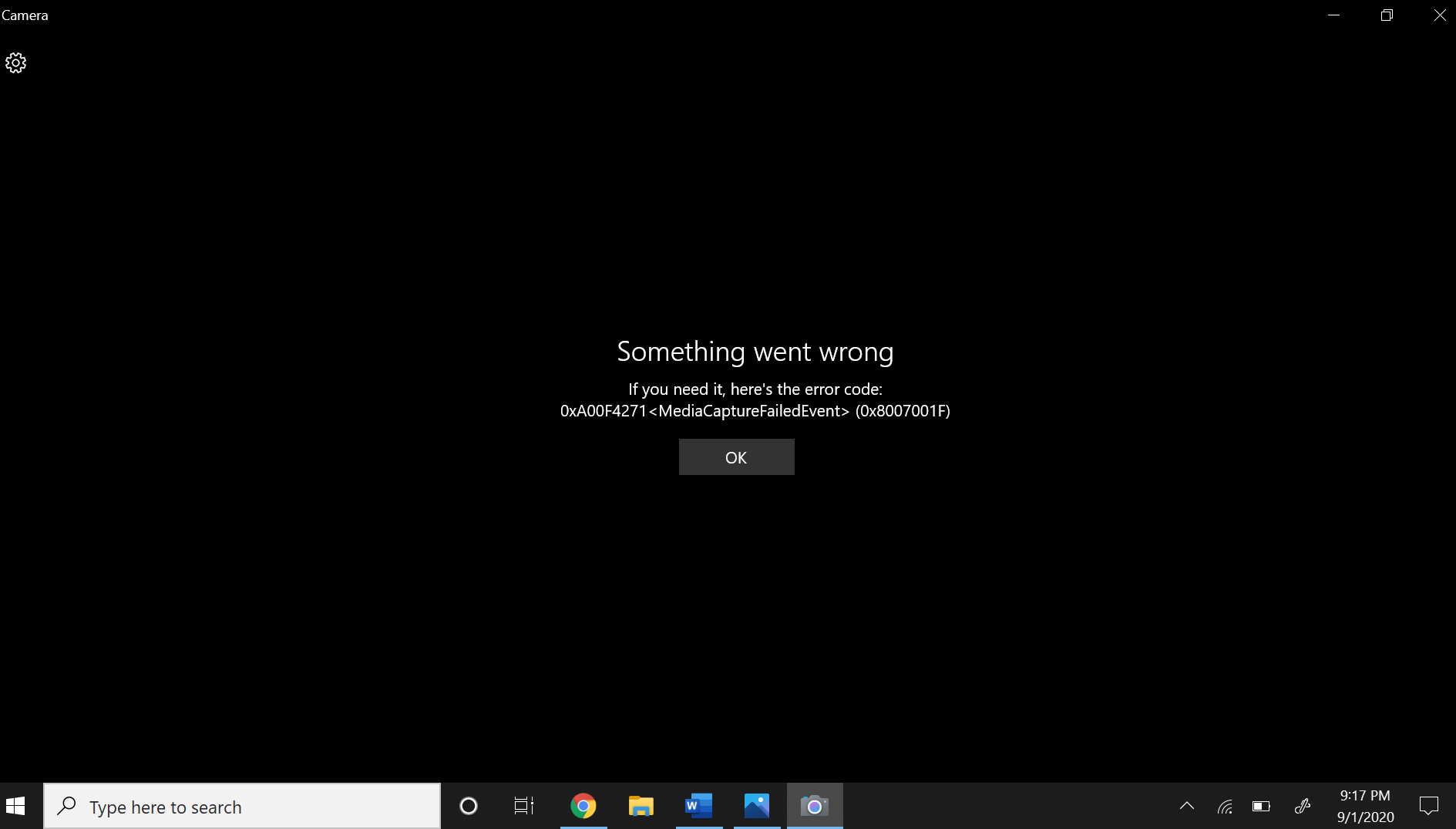 Camera is displaying this error. Any Ideas on how to rectify? 40ab3964-806e-4dca-b1d3-0de1bd8fafd3?upload=true.png