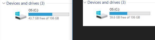Installed Windows 10 update 1803 used 16 GB of my Hard drive. Is this right? 41f86b56-a389-423d-bde6-ac85c9b1bcf3?upload=true.jpg