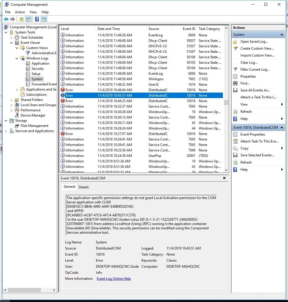 Event ID 10016 causing system crash 43725f93-341d-464b-a037-f606bfaa7adf?upload=true.jpg