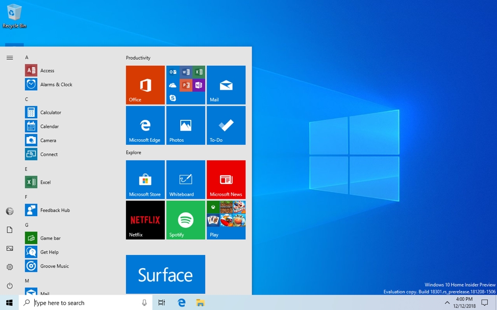 New Windows 10 Insider Preview Fast Build 18305.1003 (19H1) - Dec. 20 43b0418862957fff963e2b2bb97306f3.png