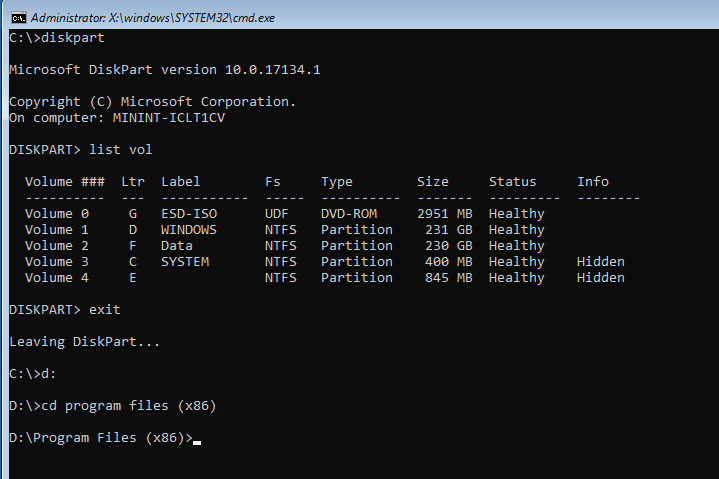I recently did a takeown command on my c drive and program files x86 folder and now some... 44624d1566913848t-program-path-program-files-x86-command-prompt-needed-diskpart-drive-letter-use.png